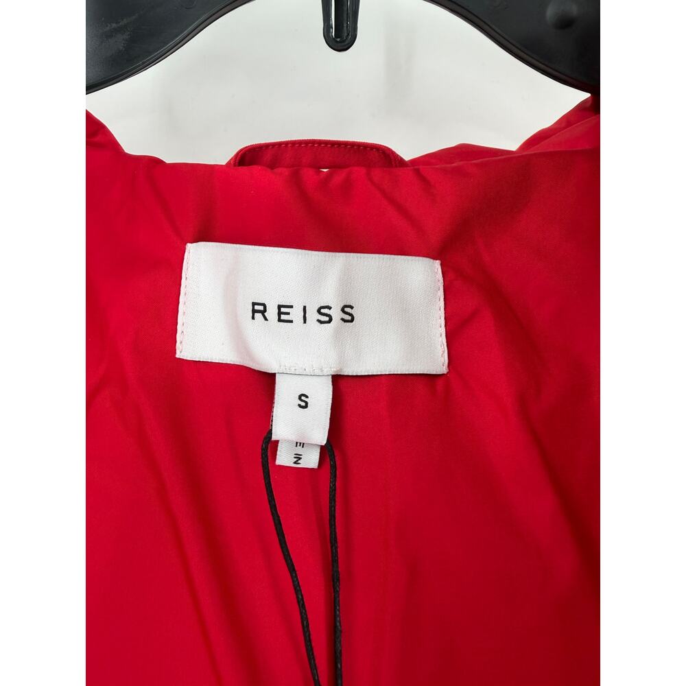 REISS Thea Short Puffer Jacket NEW Size S Red Quilted Hoodie $565 Coat Winter - Picture 5 of 16